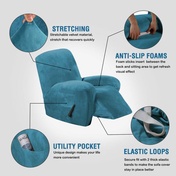 Thick Velour/Velvet Stretch Recliner Chair Cover (8711347765485)