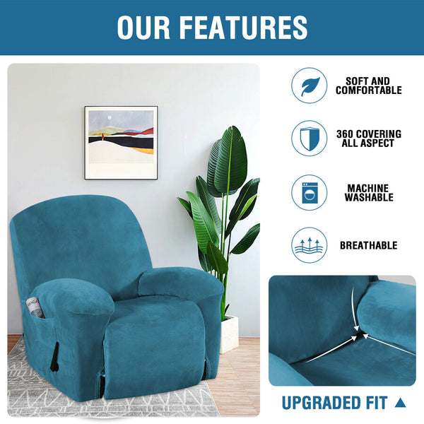 Thick Velour/Velvet Stretch Recliner Chair Cover (8711347765485)