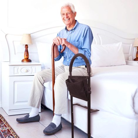 Height Adjustable Hand Bed Rail with Pouch (8039712588013)