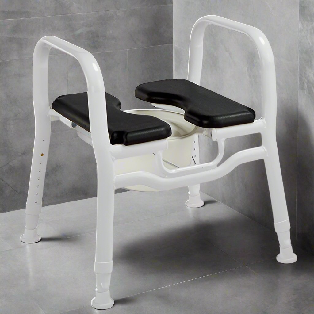 Combo Shower Stool/Over Toilet Aid - Black Seat with Insert (5742247903400)