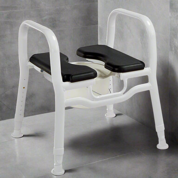Combo Shower Stool/Over Toilet Aid - Black Seat with Insert (5742247903400)