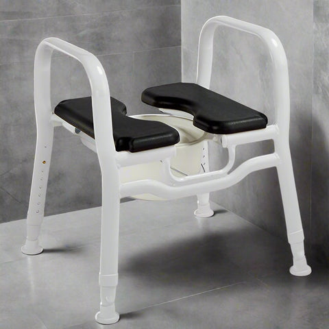 Combo Shower Stool/Over Toilet Aid - Black Seat with Insert (5742247903400)