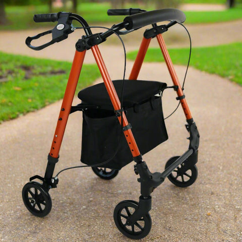 Ausnew Home Care Disability Services 6" Flexi Height Adjustable Burnt Orange Rollator | mount druitt, rooty hill, blacktown, penrith (5795909959848)