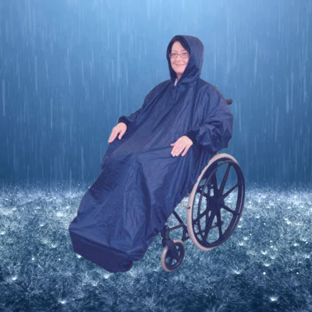 Wheelchair Mac with Sleeves - Blue | Keep You Dry In The Rain