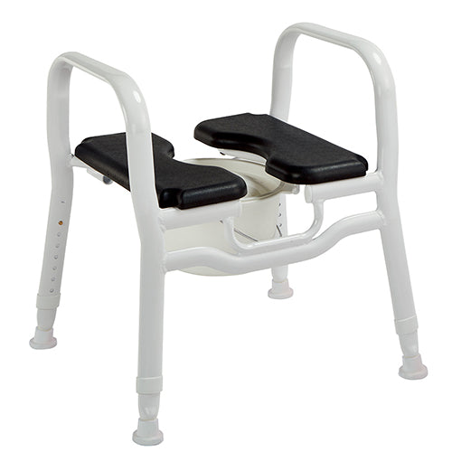 Combo Shower Stool/Over Toilet Aid - Black Seat with Insert (5742247903400)